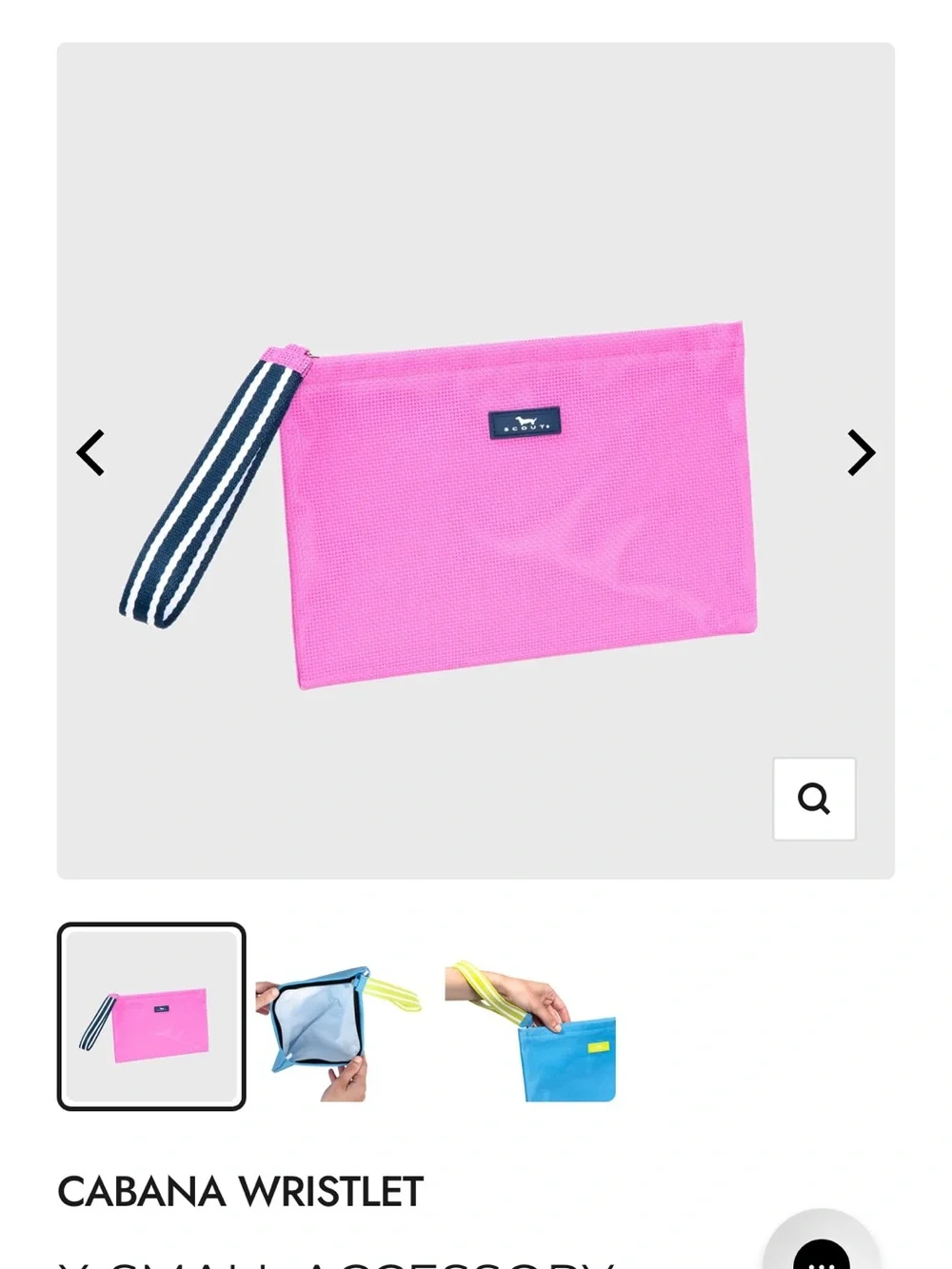 Scout Pink Roadtripper goat & Cabana wristlet